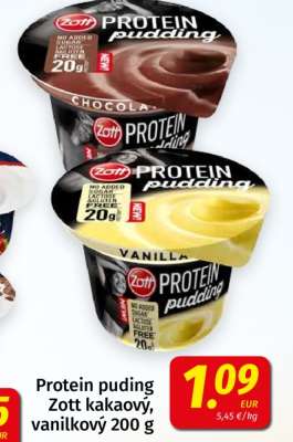 Protein puding Zott kakaový, vanilkový 200 g