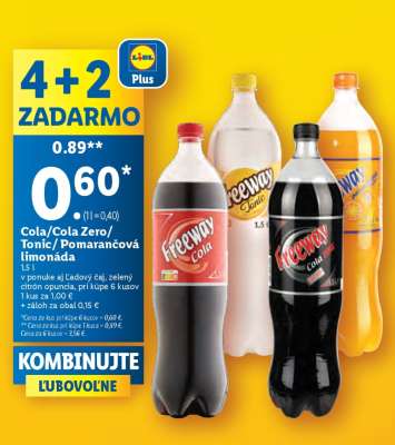 Cola/Cola Zero/ Tonic/Pomarančová limonáda