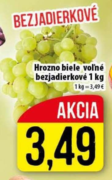 Hrozno biele bezjadierkové