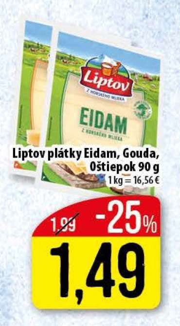 Liptov plátky Eidam, Gouda, Oštiepok 90 g