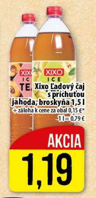 Xixo ľadový čaj s príchuťou jahoda, broskyňa 1,5 l