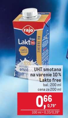 UHT smotana na varenie 10% Lakto free