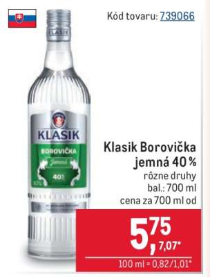 Klasik Borovička jemná 40 %