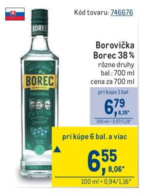 Borovička Borec 38 %