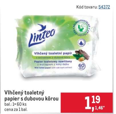 Vlhčený toaletný papier s dubovou kôrou