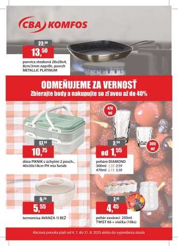 Leták CBA Komfos - 4.7.2025 - 31.8.2025.