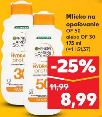 Mlieko na opaľovanie OF 50 alebo OF 30 175 ml