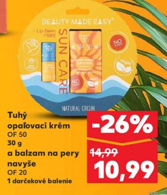 Tuhý opaľovací krém OF 50 30 g a balzam na pery navyše OF 20 1 darčekové balenie