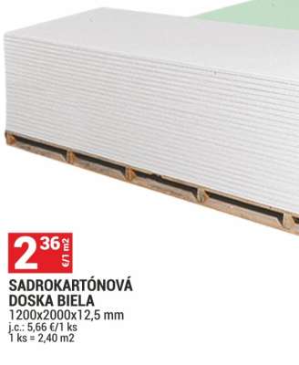 SADROKARTÓNOVÁ DOSKA BIELA