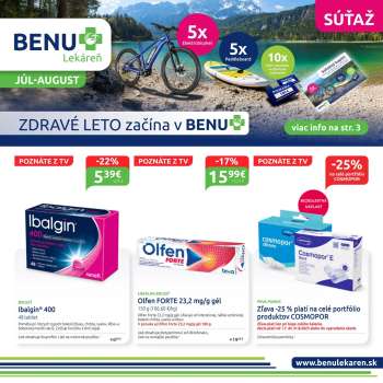 Leták BENU Lekáreň - 1.7.2025 - 31.8.2025.