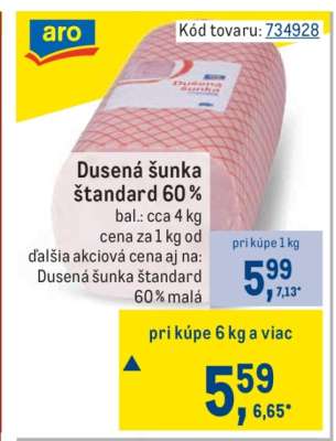 Dusená šunka štandard 60 %