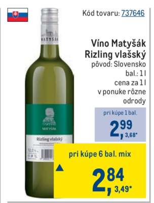 Víno Matyšák Rizling vlašský