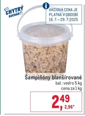Šampiňóny blanšírované