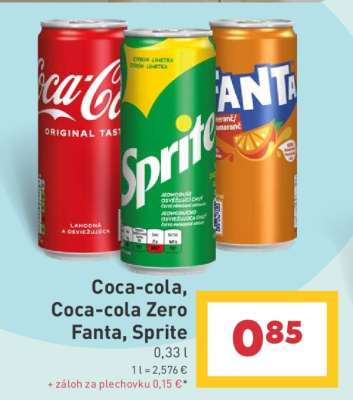 Coca Cola / Coca Cola Zero /Fanta / Sprite