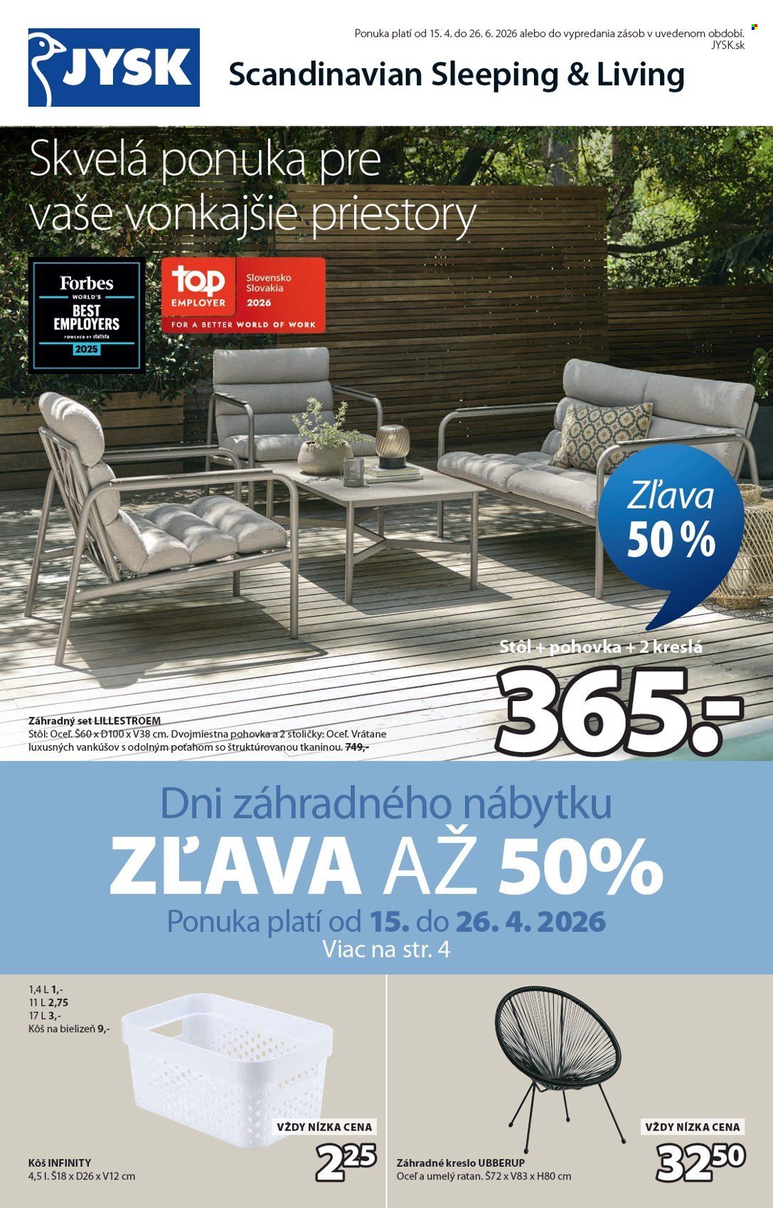 Leták JYSK - 15.4.2026 - 26.6.2026. Strana 2