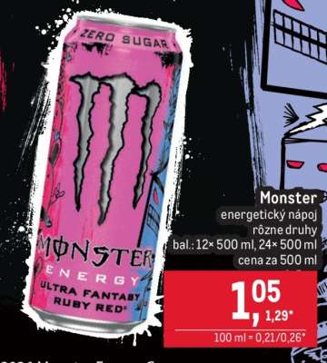 Monster energetický nápoj rôzne druhy