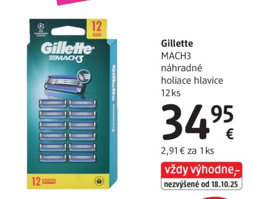 Gillette MACH3 náhradné holiace hlavice 12 ks
