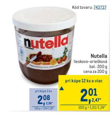 Nutella lieskovo-oriešková
