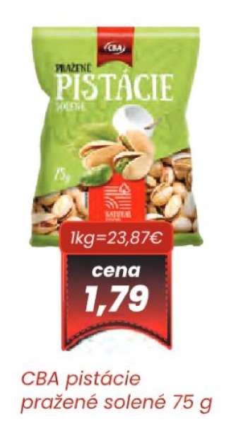 CBA pistácie pražené solené 75 g