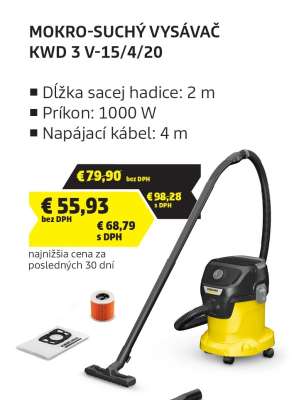 MOKRO-SUCHÝ VYSÁVAČ KWD 3 V-15/4/20