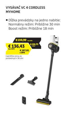 VYSÁVAČ VC 4 CORDLESS MYHOME