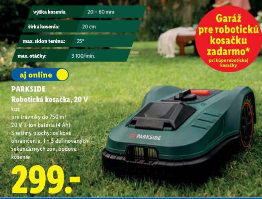 PARKSIDE Robotická kosačka, 20 V
