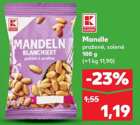 Mandľe pražené solené 100 g