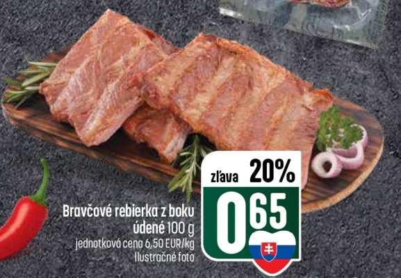 Bravčové rebierka z boku údené 100 g