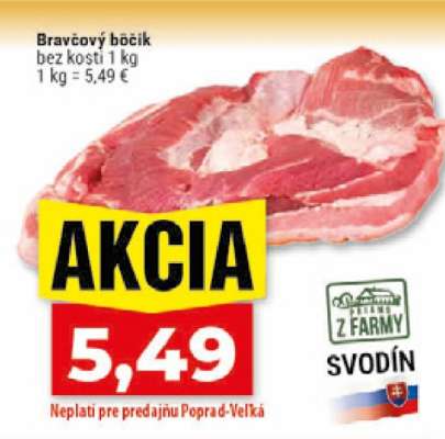 Bravčový bôčik bez kosti 1 kg