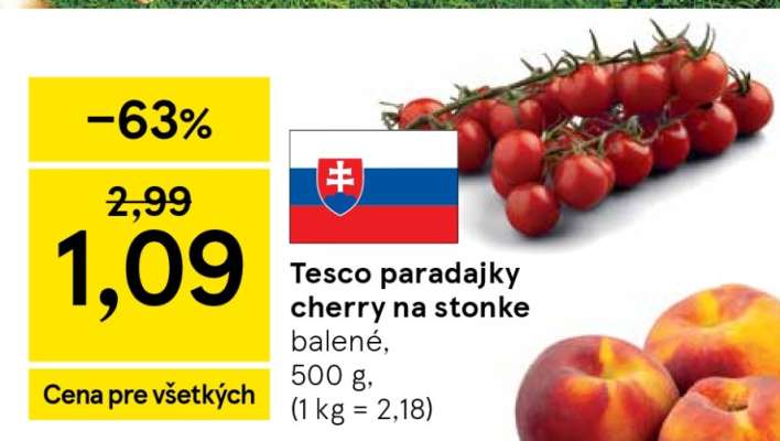 Tesco paradajky cherry na stonke