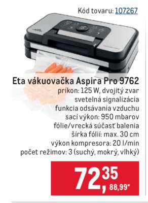 Eta vákuovačka Aspira Pro 9762