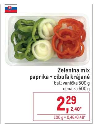 Zelenina mix paprika + cibuľa krájané
