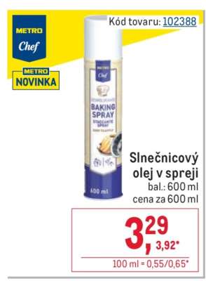 Slnečnicový olej v spreji