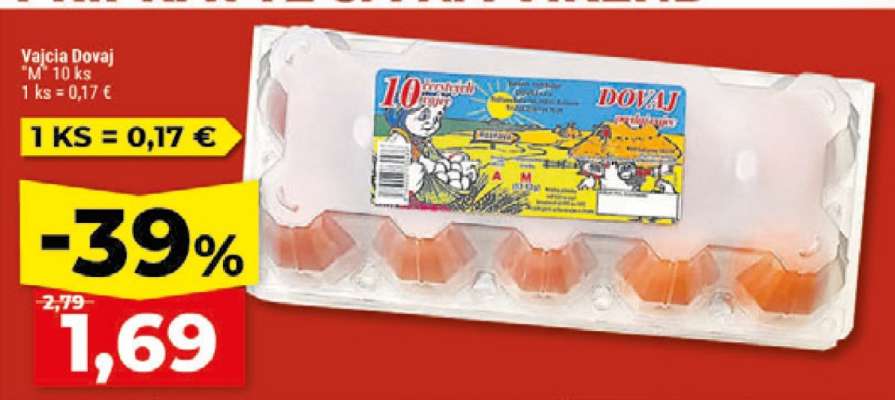 Vajcia Dovaj “M” 10 ks