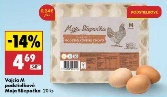 Vajcia M podstielkové Moja Sliepočka 20 ks