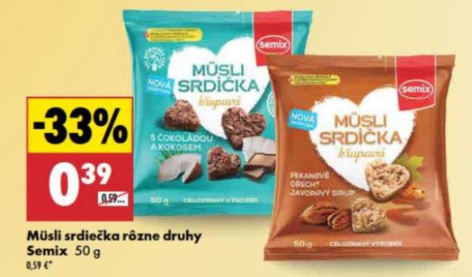 Müsli srdiečka rôzne druhy