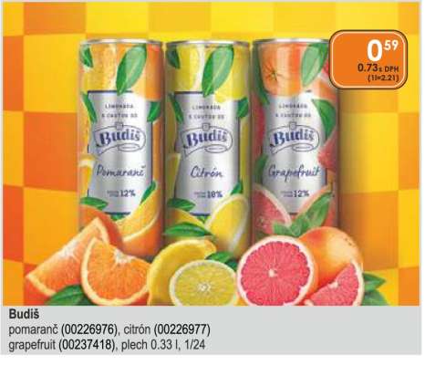 Budiš grapefruit (00237418), plech 0.33 l, 1/24