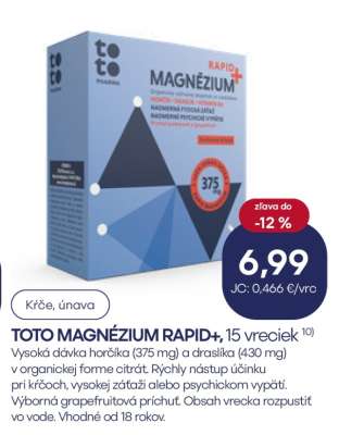 TOTO MAGNÉZIUM RAPID+, 15 vreciek
