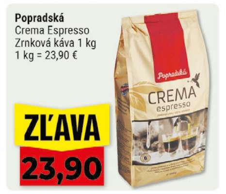 Popradská Crema espresso zrnková káva 1 kg