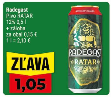 Radegast Pivo RATAR 12% 0,5 l