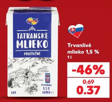 Trvanlivé mlieko 1,5 % 1l