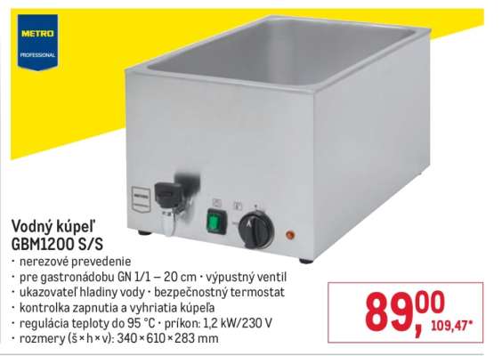 Vodný kúpeľ GBM1200 S/S