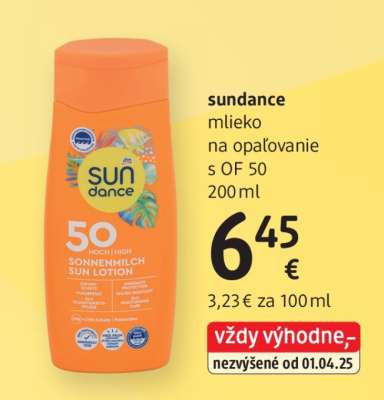 sundance mlieko na opaľovanie s OF 50