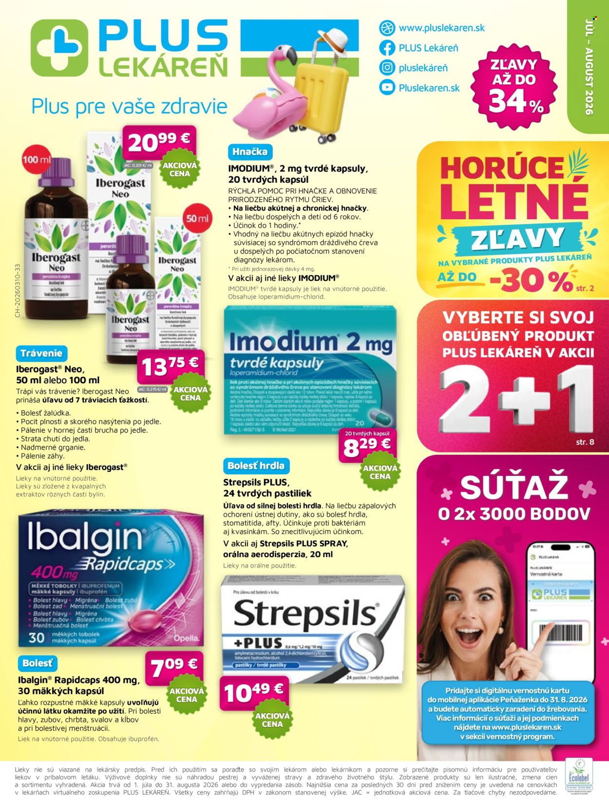 Leták Plus lekáreň - 1.7.2026 - 31.8.2026. Strana 1