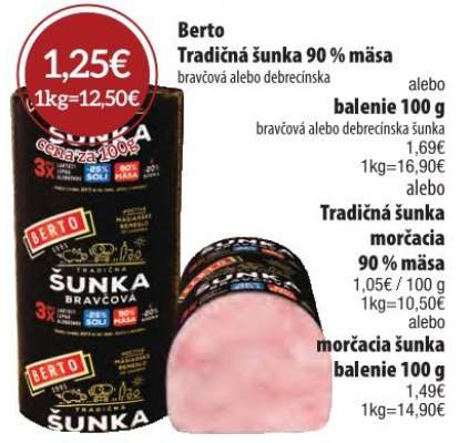 Berto Tradičná šunka 90% mäsa