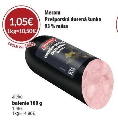 Mecom Prešporská dusená šunka 93 % mäsa