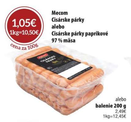 Mecom Cisárske párky alebo Cisárske párky paprikové