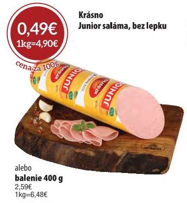 Krásno Junior saláma, bez lepku