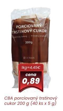 CBA porciovaný trstinový cukor 200 g (40 ks x 5 g)