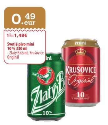 Svetlé pivo mini 10 % 330 ml